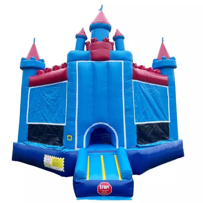 Indoor/Outdoor Princess Castle Blue & Red Bouncy Castle Dengan Slider Untuk Acara Anda