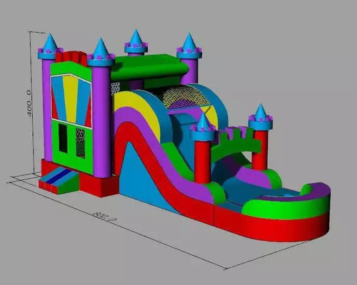 Outdoor Fun Inflatable Castle Bounce House dengan Slide dan Pool