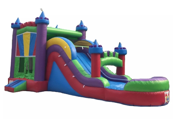 Outdoor Fun Inflatable Castle Bounce House dengan Slide dan Pool