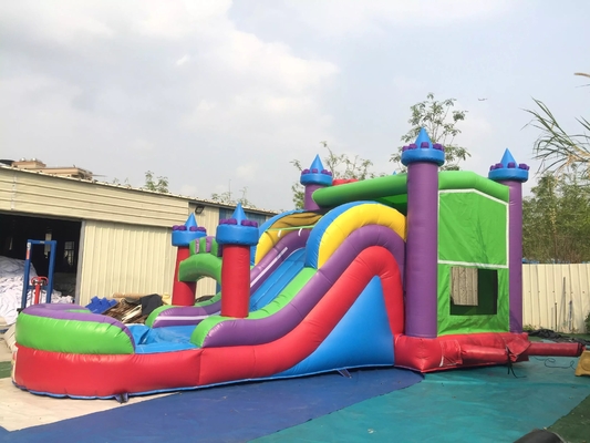 Outdoor Fun Inflatable Castle Bounce House dengan Slide dan Pool