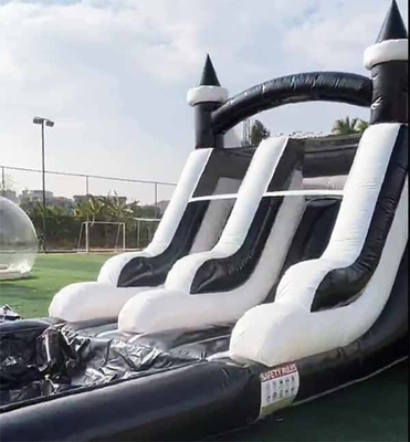 Indoor / Outdoor Hitam Dan Putih Smoking Bounce House Air Slide Inflatable Untuk Pesta