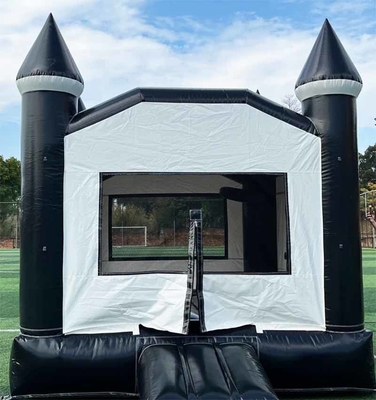 Indoor / Outdoor Hitam Dan Putih Smoking Bounce House Air Slide Inflatable Untuk Pesta