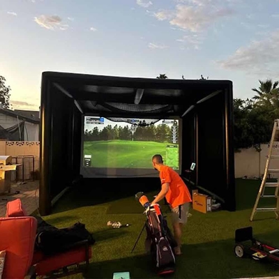 Pelatihan Golf Luar Ruangan Terkunci Menembak Kandang Layar Golf Simulator Inflatable Tent Untuk Olahraga