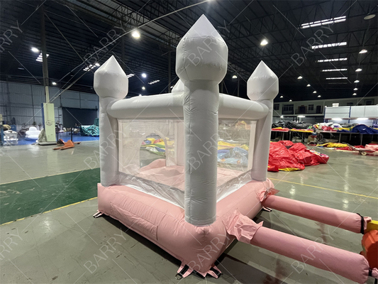 3.3x3m Putih Dan Pink Cantik Inflatable Wedding Bouncer Slide Combo Jumping Castle Slide