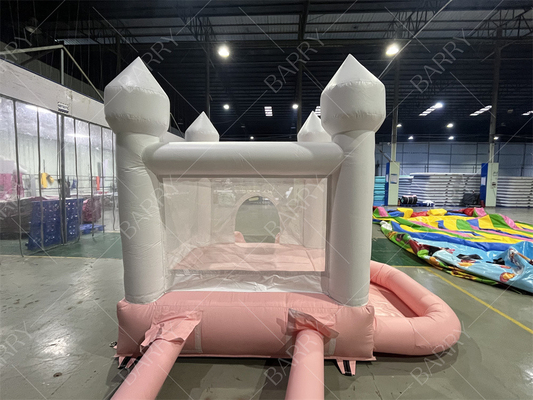 3.3x3m Putih Dan Pink Cantik Inflatable Wedding Bouncer Slide Combo Jumping Castle Slide