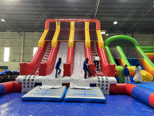 Outdoor Besar Bounce House Dewasa Anak Pvc Slide Dengan Kolam Kolam Air Inflatable Taman Hiburan