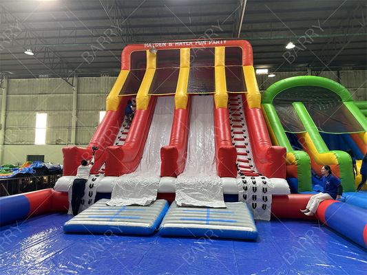 Outdoor Besar Bounce House Dewasa Anak Pvc Slide Dengan Kolam Kolam Air Inflatable Taman Hiburan