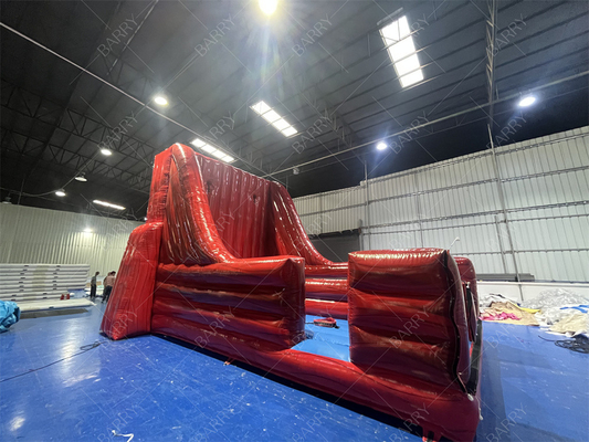 Party Inflatables Indoor dan Outdoor Bounce Game Bungee Run Merah Bersenang-senang Dengan 2 Lintasan Ini