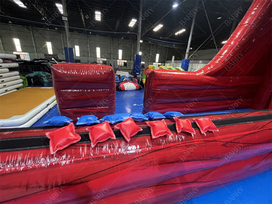 Party Inflatables Indoor dan Outdoor Bounce Game Bungee Run Merah Bersenang-senang Dengan 2 Lintasan Ini