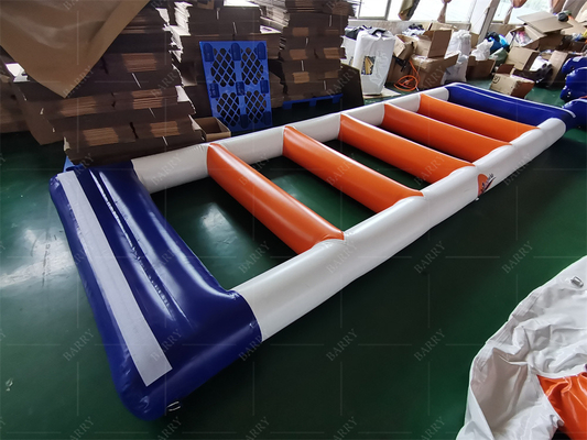 Taman Air Terapung Inflatable Desain Disesuaikan Dan Fitur Waterproof Air Blower Aksesoris Termasuk