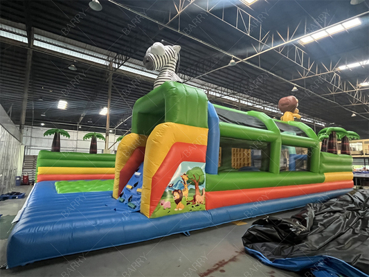 Lucu Crazy Ride Taman Hiburan Game Hewan Bg Bouncer Penghalang Kursus Slide Taman Hiburan Inflatable