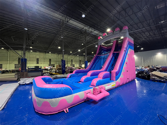 8.4x3.6x6m Jumper Custom Bouncy Kids Pink Princess Air Slide Inflatable Untuk Pesta
