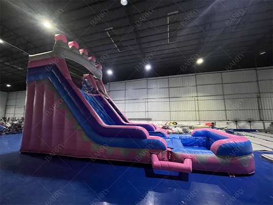 8.4x3.6x6m Jumper Custom Bouncy Kids Pink Princess Air Slide Inflatable Untuk Pesta