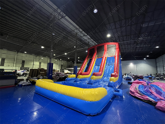 10.5x5.4x6.6m Komersial Double lane Giant Inflatable Water Slide Jumper Bouncing Moon Bounce Water Slides untuk kolam renang dewasa