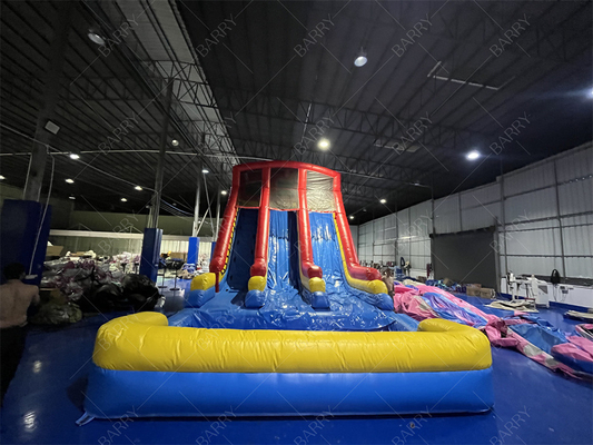 10.5x5.4x6.6m Komersial Double lane Giant Inflatable Water Slide Jumper Bouncing Moon Bounce Water Slides untuk kolam renang dewasa