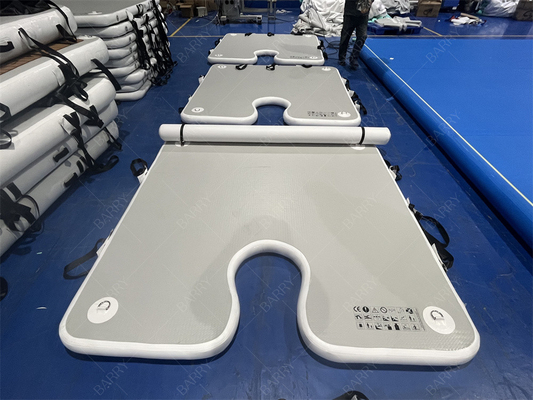 Permainan Olahraga Air Mewah 2x2x0.1m Grey Inflatable Dock Platform Landing Mats Untuk Boat Stop