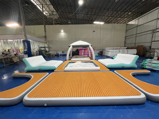 Permainan Olahraga Air Mewah Inflatable Bana Inflatable Dock Platform Beach Party Bana Inflatable Floating Cabana