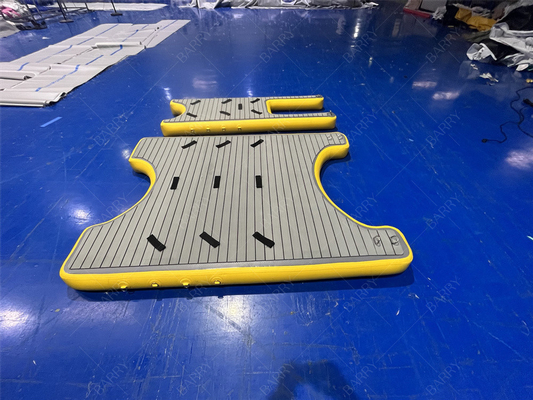 Drop Stitch platform berenang kembung perahu terapung, U platform perahu kembung stasiun untuk perahu dan jet ski