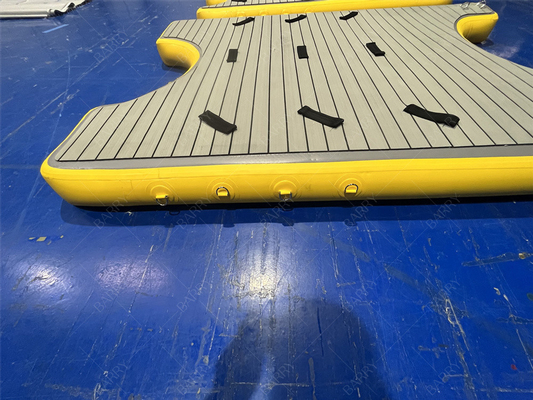 Drop Stitch platform berenang kembung perahu terapung, U platform perahu kembung stasiun untuk perahu dan jet ski