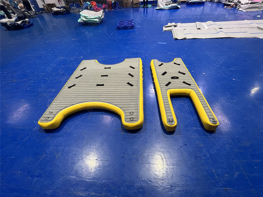 Drop Stitch platform berenang kembung perahu terapung, U platform perahu kembung stasiun untuk perahu dan jet ski
