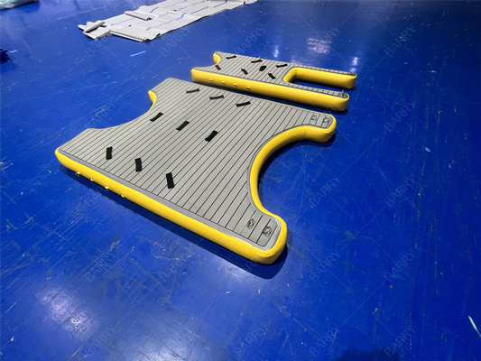 Drop Stitch platform berenang kembung perahu terapung, U platform perahu kembung stasiun untuk perahu dan jet ski