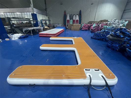 Kualitas tinggi kustomisasi inflatable dock dek E bentuk platform terapung Air Pontoon inflatable dock