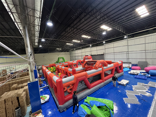 Taman Trampolin Merah Fun City Taman Hiburan Inflatable Taman Hiburan Rumah Bouncing Inflatable Dewasa Besar Dijual Untuk Anak-anak