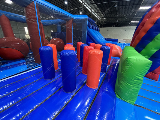 Taman hiburan komersial yang dapat diembun dengan lapangan rintangan bola besar Indoor Bounce Playground Disco Bounce Basketball Hoop