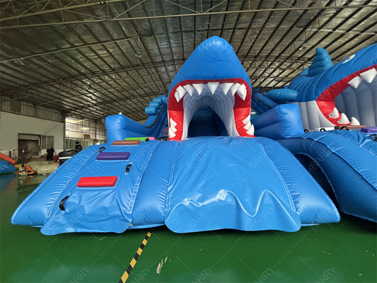 Perosotan Tiup Hiu Besar Untuk Kolam Renang Seluncuran Kolam Renang Musim Panas Seluncuran Air Tiup Untuk Anak-Anak Dan Dewasa