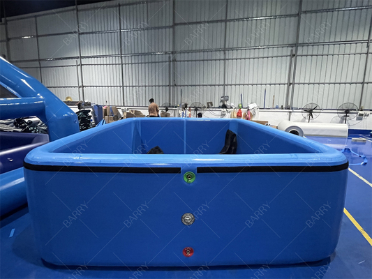 Bak Mandi Es Biru Tua Kustom PVC Drop Stitch Kolam Renang Tiup Dengan Penutup Untuk Anak-Anak