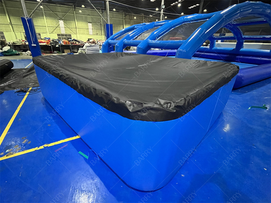 Bak Mandi Es Biru Tua Kustom PVC Drop Stitch Kolam Renang Tiup Dengan Penutup Untuk Anak-Anak