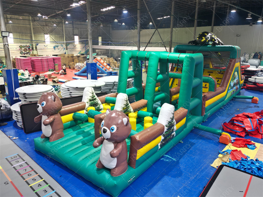 Seluncuran Bouncer Lompat Tiup Raksasa Kursus Rintangan Permainan Tiup Taman Trampolin untuk Anak-anak dan Dewasa