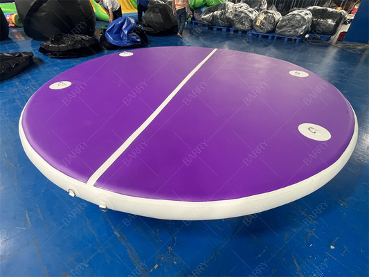 Drop Stitching PVC Round Tube Ungu Inflatable Dock Water Toys Untuk Kolam Renang, Danau