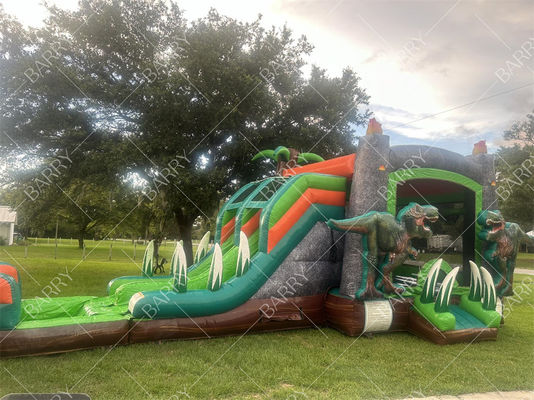Perosotan Air Balon Dino T-Rex Combo Rumah Balon Bouncer Lompat Istana