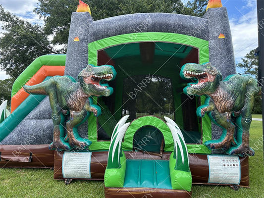 Perosotan Air Balon Dino T-Rex Combo Rumah Balon Bouncer Lompat Istana