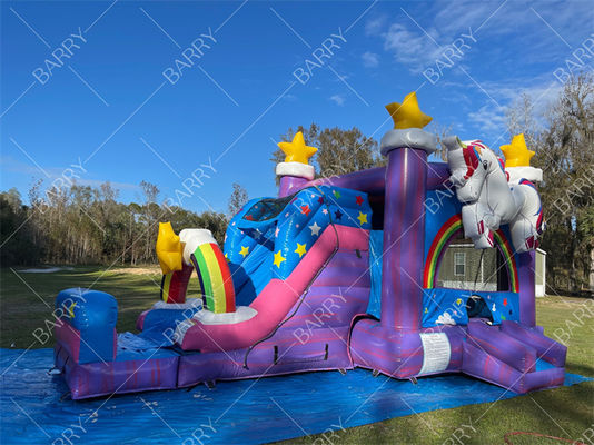 Commercial Inflatable Water Slide Combo Bouncer Unicorn Jumper Jumping Moon Bouncy Castle Bounce House