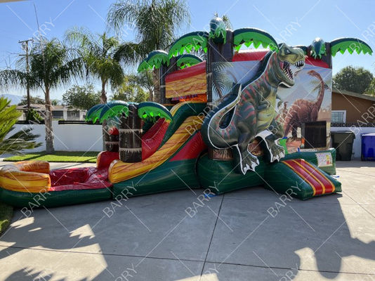 Backyard Bouncy Castle Dinosaur Bounce House Water Slide Pool Bouncers Inflatable untuk pesta