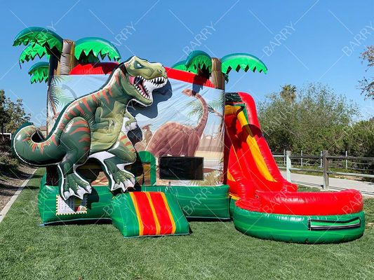 Rumah Balon Dinosaurus Anak-anak dengan Seluncuran Castillos Inflables Dino Bouncy Castle Slide dengan Blower