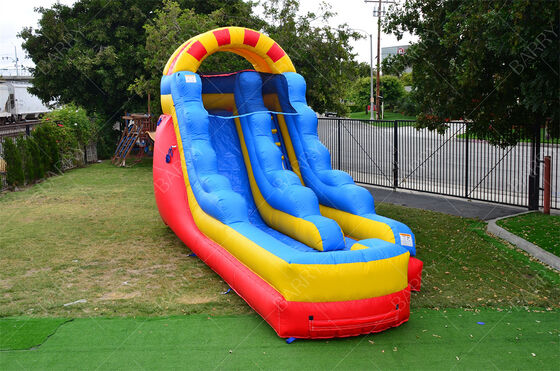Perosotan Air Ganda 15 kaki dengan Kolam Besar Perosotan Air Tiup untuk Anak-anak