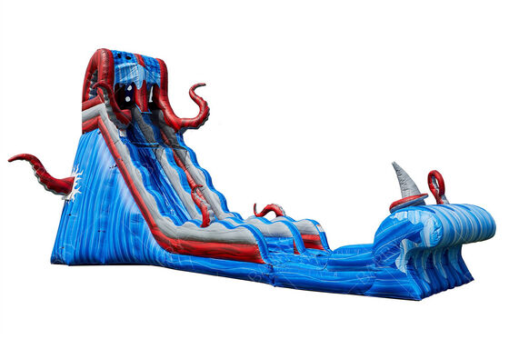 Dewasa besar Commercial Water Slide Inflatable 25ft Samudra Battle Slide Pool