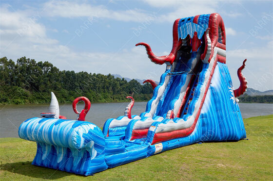 Dewasa besar Commercial Water Slide Inflatable 25ft Samudra Battle Slide Pool