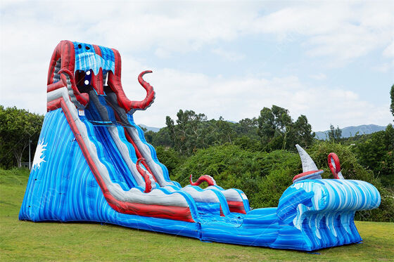 Dewasa besar Commercial Water Slide Inflatable 25ft Samudra Battle Slide Pool
