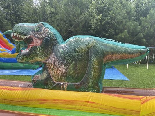 Perosotan Air Tiup Dinosaurus Komersial Penjualan Panas Dengan Kolam untuk Anak-Anak