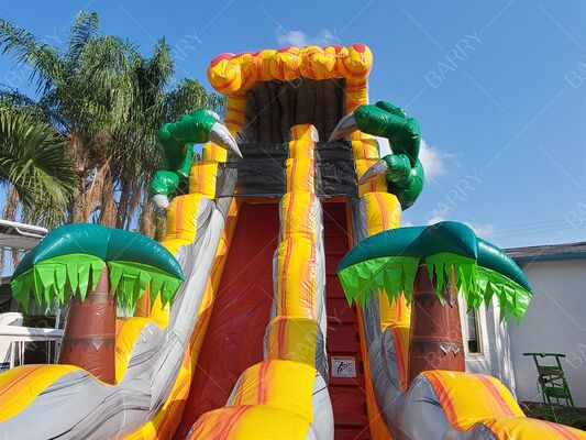 T-Rex Jungle Theme Slide Inflatable Backyard Commercial Grade Blow Up Slide Air Dengan Kolam Renang untuk Anak-anak dan Dewasa Dengan Blower