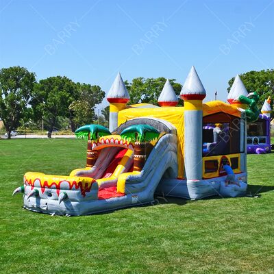 Pesta Dino Bouncer Bounce House Castillos Hinchables Inflatable Jurassic World Bouncy Castle Dengan Slide Pool Dinosaurus Jump House