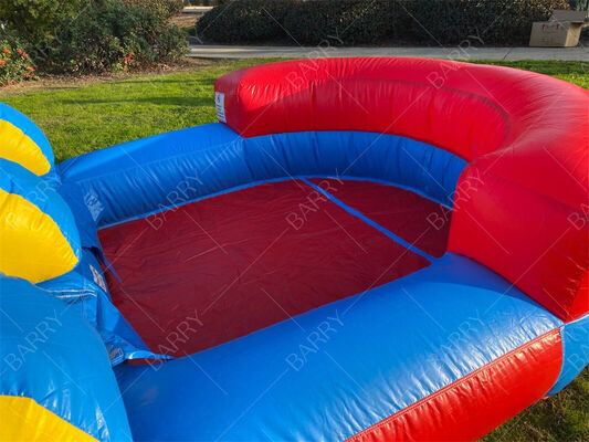 Pelangi bertema air tertiup dengan kolam renang, anak-anak di luar ruangan peralatan bermain air berwarna-warni dengan lubang bola