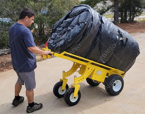 Truk tangan listrik beroda empat Dolly dengan derek untuk mengangkat rumah bouncing kembung