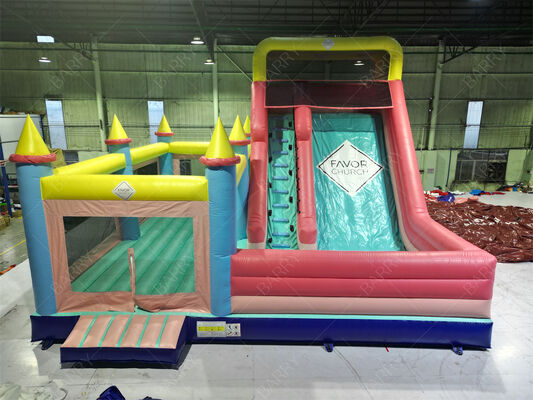 Kastil Bouncy bertema gereja yang dapat disesuaikan dengan area slide & play