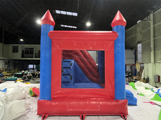 Rumah Merah Komersial PVC Jumping Bouncer Bouncy Castle Bounce House Dengan Slide