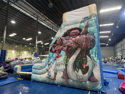 Moana bertema Dual Lane Inflatable Slide Commercial Grade Kids Bouncy Slide dengan kolam renang
